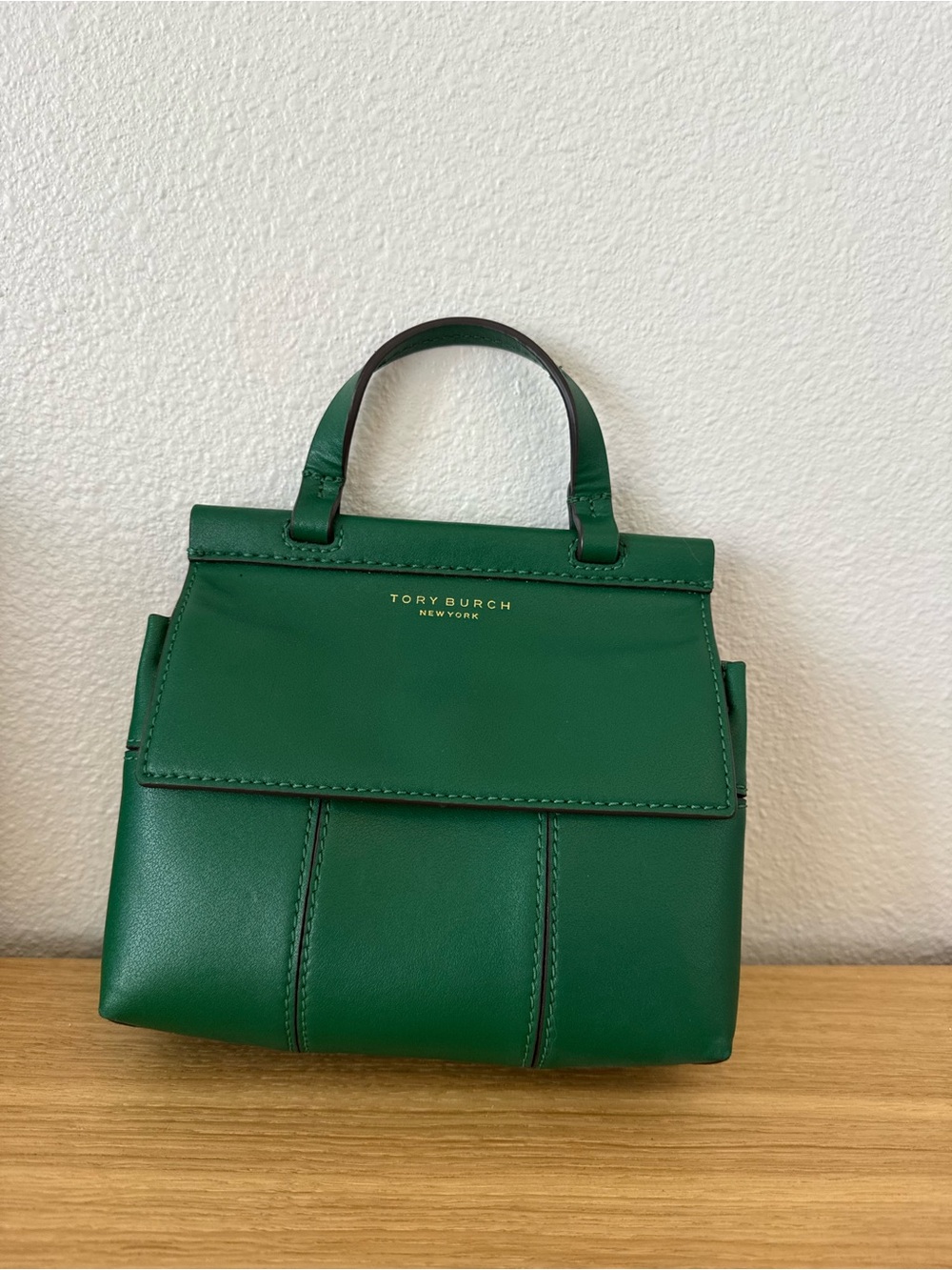 Tory Burch Emerald Green Leather Mini Top-Handle Bag